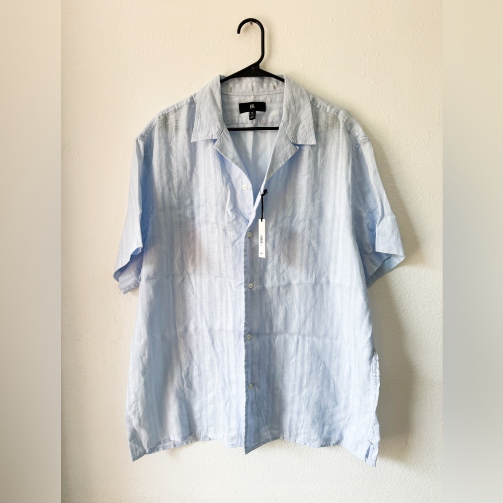 NWT Banana Republic Men's Linen/Cotton Light Blue Resort Wear Shirt Size XL - Picture 2 of 14